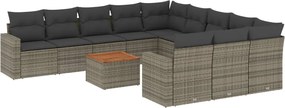 vidaXL 12 részes szürke polyrattan kerti ülőgarnitúra párnákkal