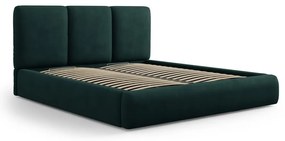 Sötétzöld kárpitozott ágyneműtartós franciaágy ágyráccsal 180x200 cm Brody – Mazzini Beds