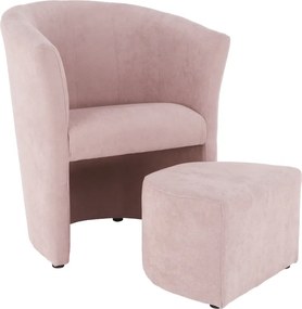 Klub fotel puffal, rózsaszín, ROSE