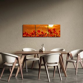 Kép egy virágzó mező tulipánokkal (órával) (90x30 cm)