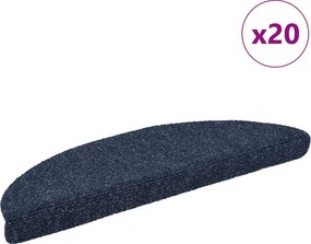 vidaXL 20 db öntapadós lépcsőszőnyeg, kék, félkör alakú, 56 x 17 x 3 cm