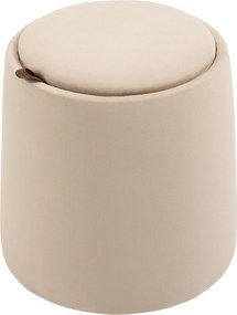 HOMCOM 2-in-1 Tároló Puff, Kerek Puff, Ülőke Bársonyos Megjelenésű Asztallal Nappaliba és Hálószobába Ø44 x 47,5 cm Bézs | Aosom