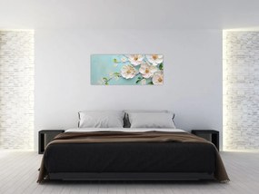 Kép - Virágok kék háttéren (120x50 cm)