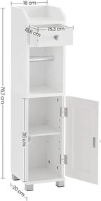 Fürdőszoba szekrény, 20 x 76,7 x 18 cm, fehér