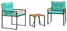 vidaXL Kültéri Bútor Szett párnával 3 pcs Türkiz