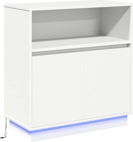 vidaXL LED tálaló LED -es lámpákkal Fehér 71 x 34,5 x 75 cm Faanyag