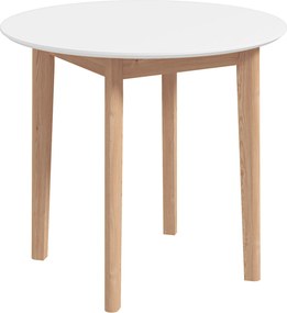 HOMCOM Étkezőasztal, Kerek Konyhai Asztal 2 Férőhellyel, Vidéki Stílusú Étkezőasztal, Nappaliba, Tömbfenyőből, Ø75 x 76 cm, Fehér | Aosom