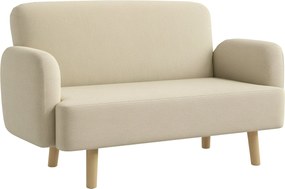 HOMCOM 2-személyes Modern Skandináv Szövet Kanapé Karfákkal, 21 cm Párnázottságú Fa Lábbal a Nappaliba, Pihenőbe, Otthonra és Irodába, 140x74x79 cm, K