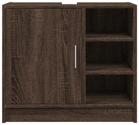 Barna tölgy színű szerelt fa mosdószekrény 63 x 29 x 55 cm