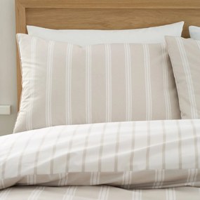 Bézs kétszemélyes pamut ágyneműhuzat 200x200 cm Ashford Stripe – Bianca