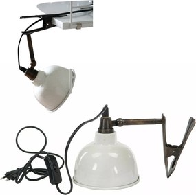 Felcsatolható Lámpa Csipeszes Fehér asztali éjjeli fém loft klipsz 25cm