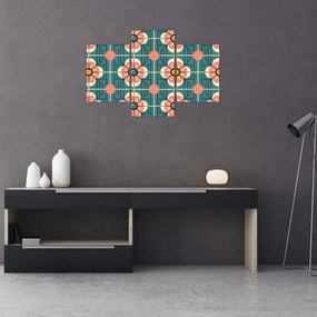 Kép - Retro virágminta (90x60 cm)