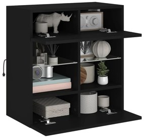 fekete falra szerelhető TV-szekrény LED-lámpákkal 58,5x30x60,5
