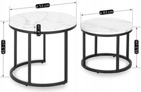 Dohányzóasztal Szett Fehér Márvány DAFNE