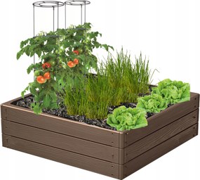 Kerti ágyás magasított fa utánzat 75,6x75,6x25 cm barna