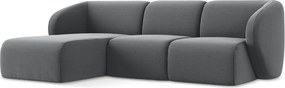 Szürke bársony sarokkanapé (bal oldali-heverő résszel) Lani – Makamii