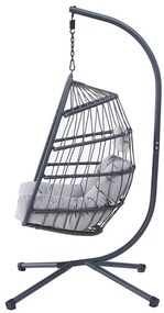 Szürke Függőszék Fémvázzal és Polyrattan Fonással. AZ-V1269 GREY