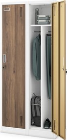 Munkavállalói szekrény, 4 rekeszes, fehér/dió, 800x1800x500 mm: KACPER Eco Design