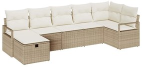 vidaXL Kanapé Szett párnával tárolóval 7 pcs Beige és krém polirattan