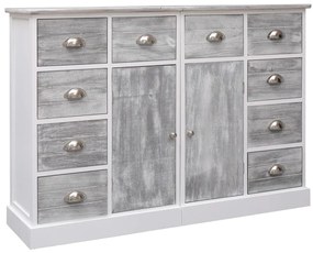 10 fiókos szürke fa tálalószekrény 113 x 30 x 79 cm