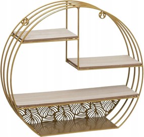 Fali polc fém kerek, óarany színű