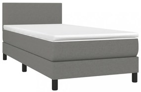 sötétszürke szövet rugós és LED-es ágy matraccal 90x200 cm
