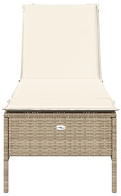 Bézs polyrattan napozóágy párnával