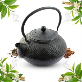 Teáskanna Öntöttvas Teáskanna Fekete 1,5L Tea És Gyógynövény Szűrő Ø 18CM