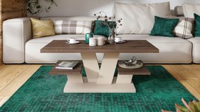 Mazzoni VIVA MATT Barna Tölgy/Bézs (Pezsgő) - MODERN DOHÁNYZÓASZTAL POLCOKKAL