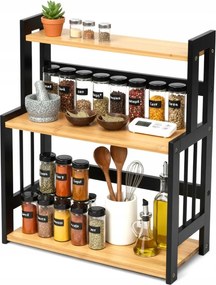 Konyhai fűszertartó állvány Cézár Természetes Fekete