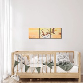 Kép - Daruk naplementekor (órával) (90x30 cm)