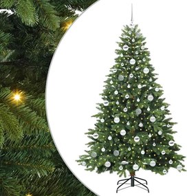 vidaXL Mű karácsonyfa 300 LED-del állvánnyal Zöld 180 cm PE és PVC