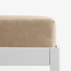 Goldea frottír gumis lepedő - barnásszürke 180 x 200 cm