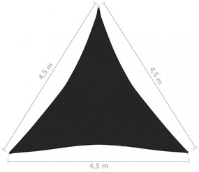 fekete HDPE napvitorla 160 g/m² 4,5 x 4,5 x 4,5 m