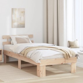 Ágykeret Fejtámlával 80x200 cm Tömör Fa Fenyő