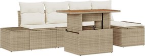vidaXL Kert étkező szett párnával 6 pcs Beige és krém