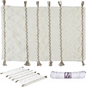 Boho szőnyeg Frill 80x50x2 cm bézs pamut téglalap alakú fürdőszobai