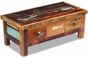 tömör újrahasznosított fa fiókos dohányzóasztal 90 x 45 x 35 cm