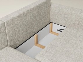 Bézs zsenília kinyitható-tárolóhelyes sarokkanapé (bal oldali-heverő résszel) Leon – Maison de Rêve