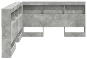 Tároló fejtámla polcokkal tárolóval Beton szürke 135 cm Faanyag