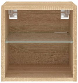 sonoma tölgy színű fali TV-szekrény LED-ekkel 30 x 28,5 x 30 cm