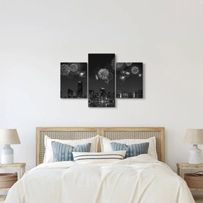 Kép - tűzijáték Miamiban, fekete és fehér (90x60 cm)