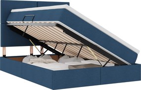 vidaXL Ágy tárolóval és matraccal Kék 140 x 190 cm Poliészter