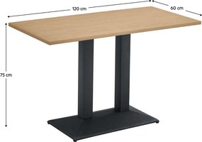 Bisztró asztal, tölgy sonoma/fekete, 120x60 cm, RINALDO TYP 2