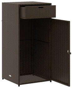 barna polyrattan kerti tárolószekrény 55 x 55 x 111 cm