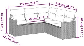 5 részes bézs polyrattan kerti ülőgarnitúra párnákkal