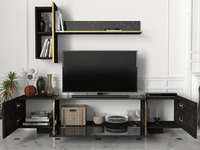 TV szekrény Veyron - Black, Gold