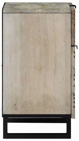 Éjjeliszekrény Fehér és fekete 50 x 33 x 60 cm tömör mangófa