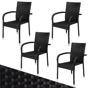 Deuba Comfort Polyrattan székek 4 db - fekete