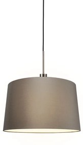 Modern függőlámpa acél és fekete árnyékolóval 45 cm bézs - Combi